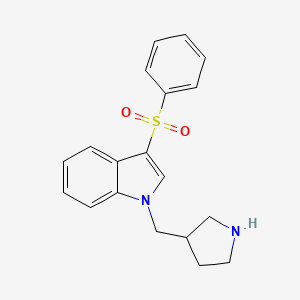 molecular formula C19H20N2O2S B12531200 1H-Indole, 3-(phenylsulfonyl)-1-(3-pyrrolidinylmethyl)- CAS No. 651335-16-9
