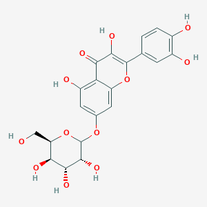 molecular formula C21H20O12 B1253150 2-(3,4-dihydroxyphenyl)-3,5-dihydroxy-7-[(3R,4R,5R,6R)-3,4,5-trihydroxy-6-(hydroxymethyl)oxan-2-yl]oxychromen-4-one 