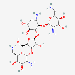 (2R,3S,4R,5R,6R)-5-amino-6-[(1R,2R,3S,4R,6S)-6-amino-2-[(2S,3R,4S,5R)-4-[(2R,3R,4R,5S,6S)-3-amino-6-(aminomethyl)-4,5-dihydroxyoxan-2-yl]oxy-3-hydroxy-5-(hydroxymethyl)oxolan-2-yl]oxy-3,4-dihydroxycyclohexyl]oxy-2-(aminomethyl)oxane-3,4-diol