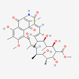 molecular formula C38H49NO12S B1253162 methyl (7E,9S,10S,11R,12R,14R,16R,17R,18E,20E)-2,10,12,14,16-pentahydroxy-4-methoxy-3,7,9,11,15,17,21-heptamethyl-25-methylsulfanyl-6,22,26,28-tetraoxo-23-azatricyclo[22.3.1.05,27]octacosa-1(27),2,4,7,18,20,24-heptaene-13-carboxylate 