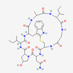 2-[13,34-Di(butan-2-yl)-8-hydroxy-37-methyl-2,5,11,14,30,33,36,39-octaoxo-27-thia-3,6,12,15,25,29,32,35,38-nonazapentacyclo[14.12.11.06,10.018,26.019,24]nonatriaconta-18(26),19,21,23-tetraen-4-yl]acetamide