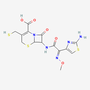 7-[[(2E)-2-(2-amino-1,3-thiazol-4-yl)-2-methoxyiminoacetyl]amino]-8-oxo-3-(sulfanylmethyl)-5-thia-1-azabicyclo[4.2.0]oct-2-ene-2-carboxylic acid