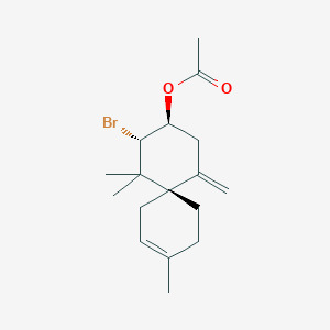 molecular formula C17H25BrO2 B1253230 (2-Bromo-1,1,9-trimethyl-5-methylenespiro[5.5]undec-8-en-3-yl acetate) 