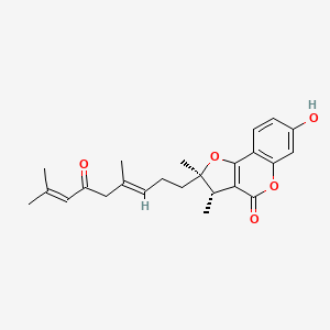 molecular formula C24H28O5 B1253269 (2S*,3R*)-2,3-dihydro-7-hydroxy-2,3-dimethyl-2-[4,8-dimethyl-3(E),7-nonadien-6-onyl]-furo[3,2-c]coumarin 