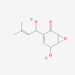 molecular formula C11H14O4 B1253275 5-Hydroxy-3-(1-hydroxy-3-methylbut-2-enyl)-7-oxabicyclo[4.1.0]hept-3-en-2-one 