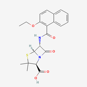 molecular formula C21H22N2O5S B1253277 (2S,5S,6R)-6-[[(2-ethoxy-1-naphthalenyl)-oxomethyl]amino]-3,3-dimethyl-7-oxo-4-thia-1-azabicyclo[3.2.0]heptane-2-carboxylic acid 