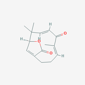 molecular formula C15H18O3 B1253281 (4E,7E,10S)-5,9,9-trimethyl-11-oxabicyclo[8.2.1]trideca-1(13),4,7-triene-6,12-dione 