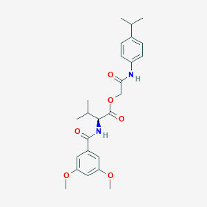 molecular formula C25H32N2O6 B1253282 (2S)-2-[[(3,5-dimethoxyphenyl)-oxomethyl]amino]-3-methylbutanoic acid [2-oxo-2-(4-propan-2-ylanilino)ethyl] ester 