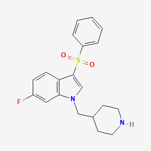 molecular formula C20H21FN2O2S B12532891 1H-Indole, 6-fluoro-3-(phenylsulfonyl)-1-(4-piperidinylmethyl)- CAS No. 651334-62-2