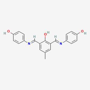molecular formula C21H18N2O3 B12532909 6-[(4-Hydroxyanilino)methylidene]-2-{(E)-[(4-hydroxyphenyl)imino]methyl}-4-methylcyclohexa-2,4-dien-1-one CAS No. 820212-74-6