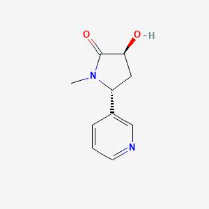 molecular formula C10H12N2O2 B1253293 2-Pyrrolidinone, 3-hydroxy-1-methyl-5-(3-pyridinyl)-, (3R-trans)- 