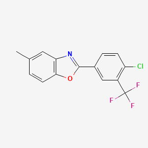 molecular formula C15H9ClF3NO B12532936 2-[4-Chloro-3-(trifluoromethyl)phenyl]-5-methyl-1,3-benzoxazole CAS No. 820240-98-0