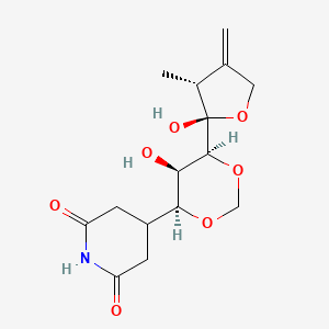 molecular formula C15H21NO7 B1253296 4-[(4S,5R,6S)-5-hydroxy-6-[(2S,3R)-2-hydroxy-3-methyl-4-methylideneoxolan-2-yl]-1,3-dioxan-4-yl]piperidine-2,6-dione 