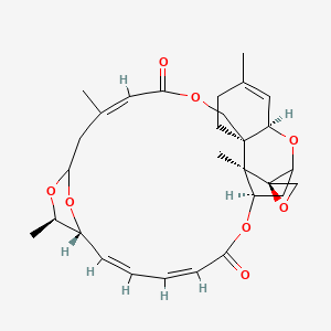 molecular formula C29H36O8 B1253297 (3R,8S,12E,17R,18R,19E,21E,25R,26R,27R)-5,13,17,26-tetramethylspiro[2,10,16,24,29-pentaoxapentacyclo[23.2.1.115,18.03,8.08,26]nonacosa-4,12,19,21-tetraene-27,2'-oxirane]-11,23-dione 