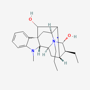 molecular formula C23H33N2O2+ B1253305 (1R,9R,10S,12R,13S,14R,16S,18R)-13-ethyl-8-methyl-15-propyl-8-aza-15-azoniahexacyclo[14.2.1.01,9.02,7.010,15.012,17]nonadeca-2,4,6-triene-14,18-diol 