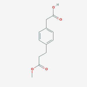 molecular formula C12H14O4 B125331 Benzenepropanoic acid, 4-(carboxymethyl)-,-alpha--methyl ester (9CI) CAS No. 153464-16-5