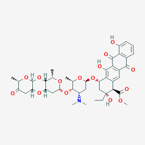 methyl (1R,2R,4S)-4-[(2R,4S,5S,6S)-4-(dimethylamino)-5-[[(1R,3R,5S,8R,10S,12R,14S)-5,14-dimethyl-6-oxo-2,4,9,13-tetraoxatricyclo[8.4.0.03,8]tetradecan-12-yl]oxy]-6-methyloxan-2-yl]oxy-2-ethyl-2,5,7-trihydroxy-6,11-dioxo-3,4-dihydro-1H-tetracene-1-carboxylate