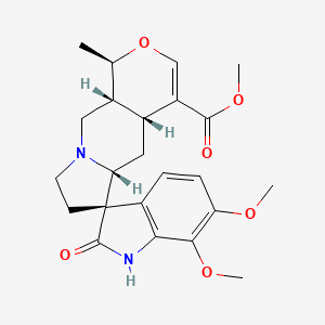 molecular formula C23H28N2O6 B1253330 methyl (1R,4aR,5aR,6S,10aR)-6',7'-dimethoxy-1-methyl-2'-oxospiro[1,4a,5,5a,7,8,10,10a-octahydropyrano[3,4-f]indolizine-6,3'-1H-indole]-4-carboxylate 