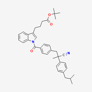 molecular formula C37H42N2O3 B12533756 Tert-butyl 4-[1-[4-[2-cyano-2-[4-(2-methylpropyl)phenyl]propyl]benzoyl]indol-3-yl]butanoate 