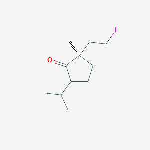 molecular formula C11H19IO B12533831 Cyclopentanone, 2-(2-iodoethyl)-2-methyl-5-(1-methylethyl)-, (2R)- CAS No. 868615-35-4