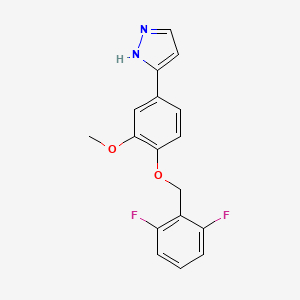 molecular formula C17H14F2N2O2 B12534612 5-{4-[(2,6-Difluorophenyl)methoxy]-3-methoxyphenyl}-1H-pyrazole CAS No. 819076-84-1