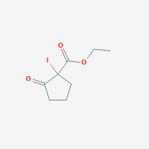 molecular formula C8H11IO3 B12534631 Cyclopentanecarboxylic acid, 1-iodo-2-oxo-, ethyl ester CAS No. 820972-61-0