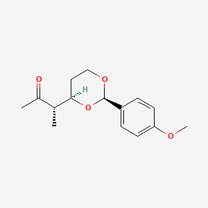 molecular formula C15H20O4 B12534733 2-Butanone, 3-[(2R,4R)-2-(4-methoxyphenyl)-1,3-dioxan-4-yl]-, (3S)- CAS No. 652986-44-2
