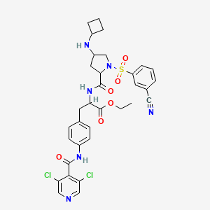 molecular formula C33H34Cl2N6O6S B12534998 L-Phenylalanine, (4R)-1-[(3-cyanophenyl)sulfonyl]-4-(cyclobutylamino)-L-prolyl-4-[[(3,5-dichloro-4-pyridinyl)carbonyl]amino]-, ethyl ester 