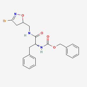 molecular formula C21H22BrN3O4 B12535041 carbamic acid, [(1R)-2-[[(3-bromo-4,5-dihydro-5-isoxazolyl)methyl]amino]-2-oxo-1-(phenylmethyl)ethyl]-, phenylmethyl ester CAS No. 744198-15-0