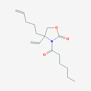 molecular formula C16H25NO3 B12535050 2-Oxazolidinone, 4-ethenyl-3-(1-oxohexyl)-4-(4-pentenyl)- CAS No. 667869-73-0