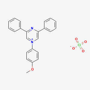 molecular formula C23H19ClN2O5 B12535100 Pyrazinium, 1-(4-methoxyphenyl)-3,5-diphenyl-, perchlorate CAS No. 675198-89-7