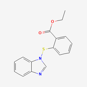 molecular formula C16H14N2O2S B12535172 Benzoic acid, 2-(1H-benzimidazol-1-ylthio)-, ethyl ester CAS No. 658702-69-3