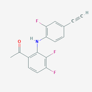 molecular formula C16H10F3NO B12535605 Ethanone, 1-[2-[(4-ethynyl-2-fluorophenyl)amino]-3,4-difluorophenyl]- CAS No. 833451-92-6