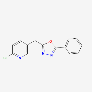 molecular formula C14H10ClN3O B12535812 Pyridine, 2-chloro-5-[(5-phenyl-1,3,4-oxadiazol-2-yl)methyl]- CAS No. 846548-87-6