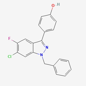 molecular formula C20H14ClFN2O B12536024 Phenol, 4-[6-chloro-5-fluoro-1-(phenylmethyl)-1H-indazol-3-yl]- CAS No. 680613-13-2