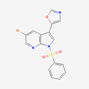 molecular formula C16H10BrN3O3S B12536039 1H-Pyrrolo[2,3-b]pyridine, 5-bromo-3-(5-oxazolyl)-1-(phenylsulfonyl)- 