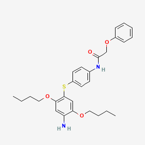molecular formula C28H34N2O4S B12536200 N-{4-[(4-Amino-2,5-dibutoxyphenyl)sulfanyl]phenyl}-2-phenoxyacetamide CAS No. 674778-14-4