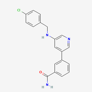 molecular formula C19H16ClN3O B12536422 Benzamide, 3-[5-[[(4-chlorophenyl)methyl]amino]-3-pyridinyl]- CAS No. 821784-12-7