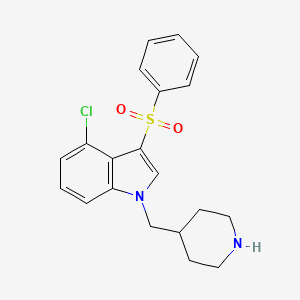 molecular formula C20H21ClN2O2S B12536474 1H-Indole, 4-chloro-3-(phenylsulfonyl)-1-(4-piperidinylmethyl)- CAS No. 651334-74-6