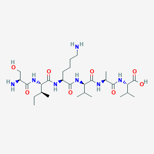 molecular formula C28H53N7O8 B12536619 L-Seryl-L-isoleucyl-L-lysyl-D-valyl-L-alanyl-L-valine CAS No. 655230-57-2