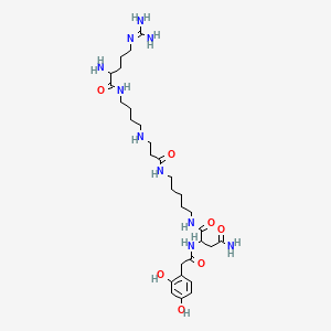 N-[5-[3-[4-[[2-amino-5-(diaminomethylideneamino)pentanoyl]amino]butylamino]propanoylamino]pentyl]-2-[[2-(2,4-dihydroxyphenyl)acetyl]amino]butanediamide