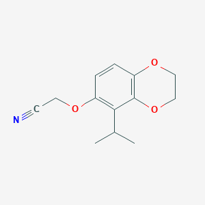molecular formula C13H15NO3 B12536975 Acetonitrile,2-[[2,3-dihydro-5-(1-methylethyl)-1,4-benzodioxin-6-yl]oxy]- 