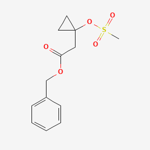 molecular formula C13H16O5S B12537059 Cyclopropaneacetic acid, 1-[(methylsulfonyl)oxy]-, phenylmethyl ester CAS No. 832142-18-4