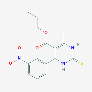 molecular formula C15H17N3O4S B12537346 propyl 6-methyl-4-(3-nitrophenyl)-2-sulfanylidene-3,4-dihydro-1H-pyrimidine-5-carboxylate 