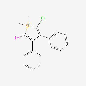molecular formula C18H16ClISi B12537713 Silacyclopenta-2,4-diene, 2-chloro-5-iodo-1,1-dimethyl-3,4-diphenyl- CAS No. 686290-23-3