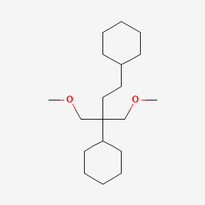 molecular formula C19H36O2 B12537726 1,1'-[4-Methoxy-3-(methoxymethyl)butane-1,3-diyl]dicyclohexane CAS No. 142997-10-2