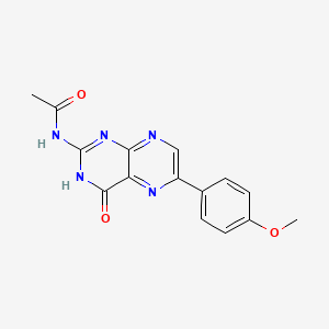 molecular formula C15H13N5O3 B12538149 N-[6-(4-Methoxyphenyl)-4-oxo-1,4-dihydropteridin-2-yl]acetamide CAS No. 681212-10-2