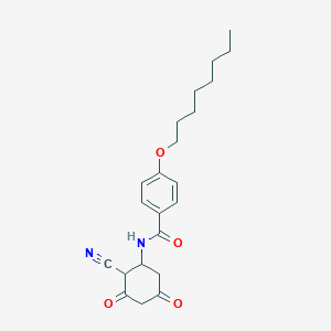 molecular formula C22H28N2O4 B12538387 N-(2-Cyano-3,5-dioxocyclohexyl)-4-(octyloxy)benzamide CAS No. 142827-54-1