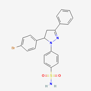 molecular formula C21H18BrN3O2S B1253854 4-[3-(4-Bromophenyl)-5-phenyl-3,4-dihydropyrazol-2-yl]benzenesulfonamide 