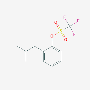 molecular formula C11H13F3O3S B12538608 Methanesulfonic acid, trifluoro-, 2-(2-methylpropyl)phenyl ester CAS No. 675855-59-1